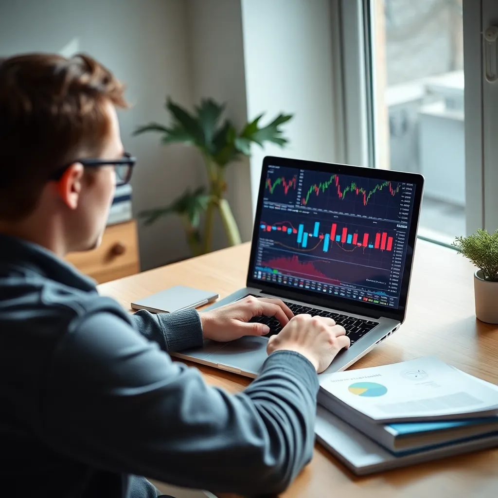 Persoon investeert in aandelen op laptop in Nederland