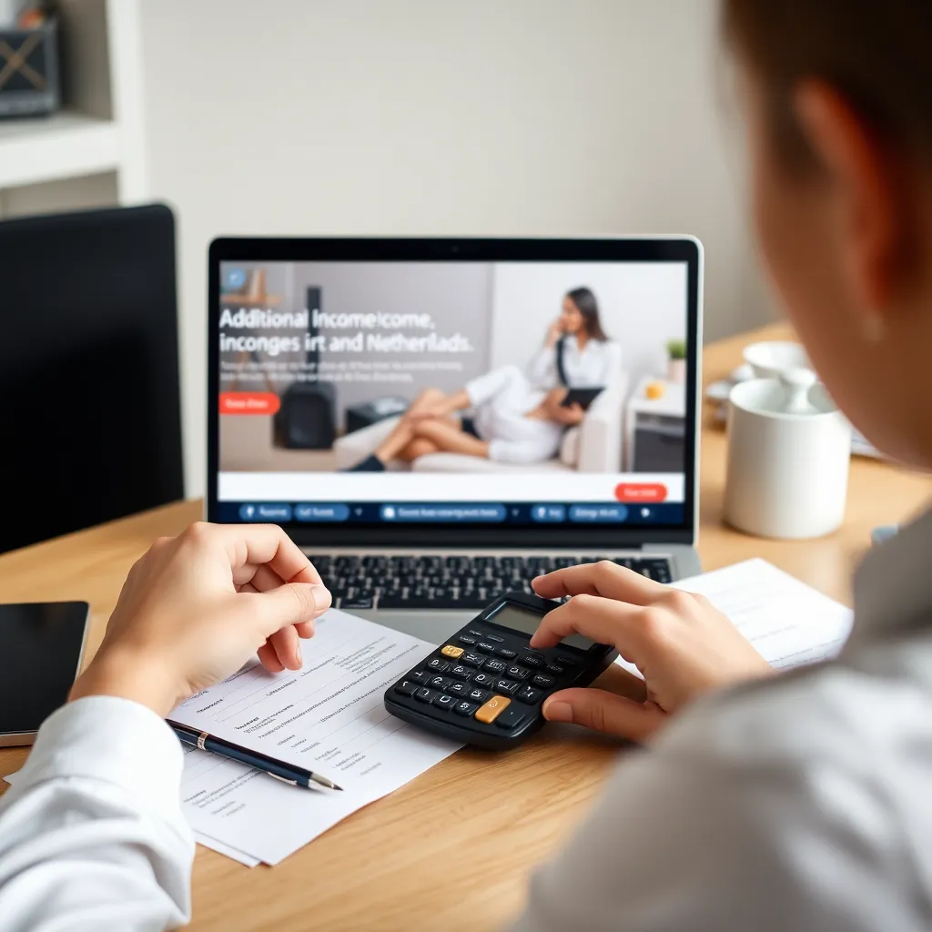 Persoon vult belastingaangifte in voor extra inkomsten